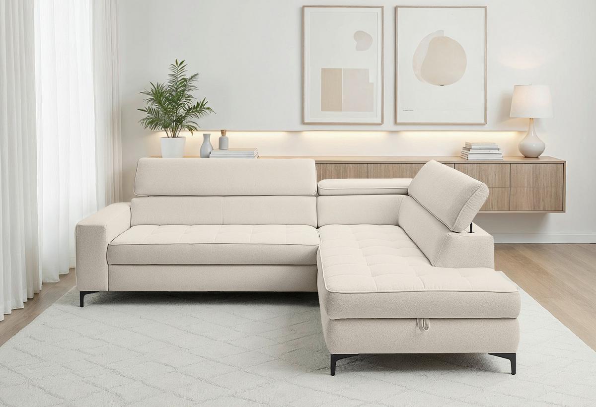 Ecksofa Nala Grau S: 251x203cm - Schwarz/Grau, Design, Textil (251/203cm) - MID.YOU