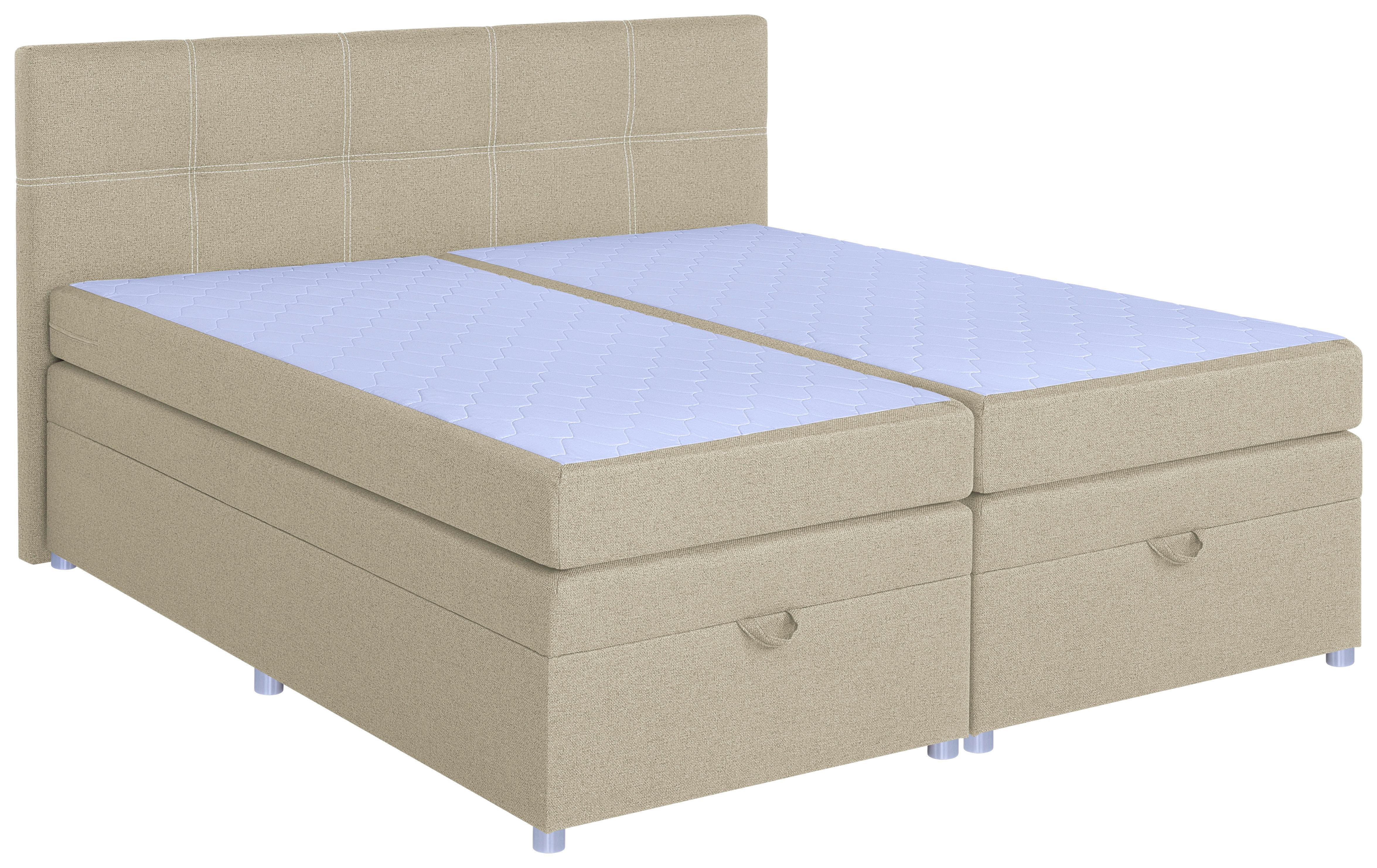 Boxspringbett Royal 180x200 Begie - Chromfarben/Beige, MODERN, Holzwerkstoff/Textil (180/200cm)