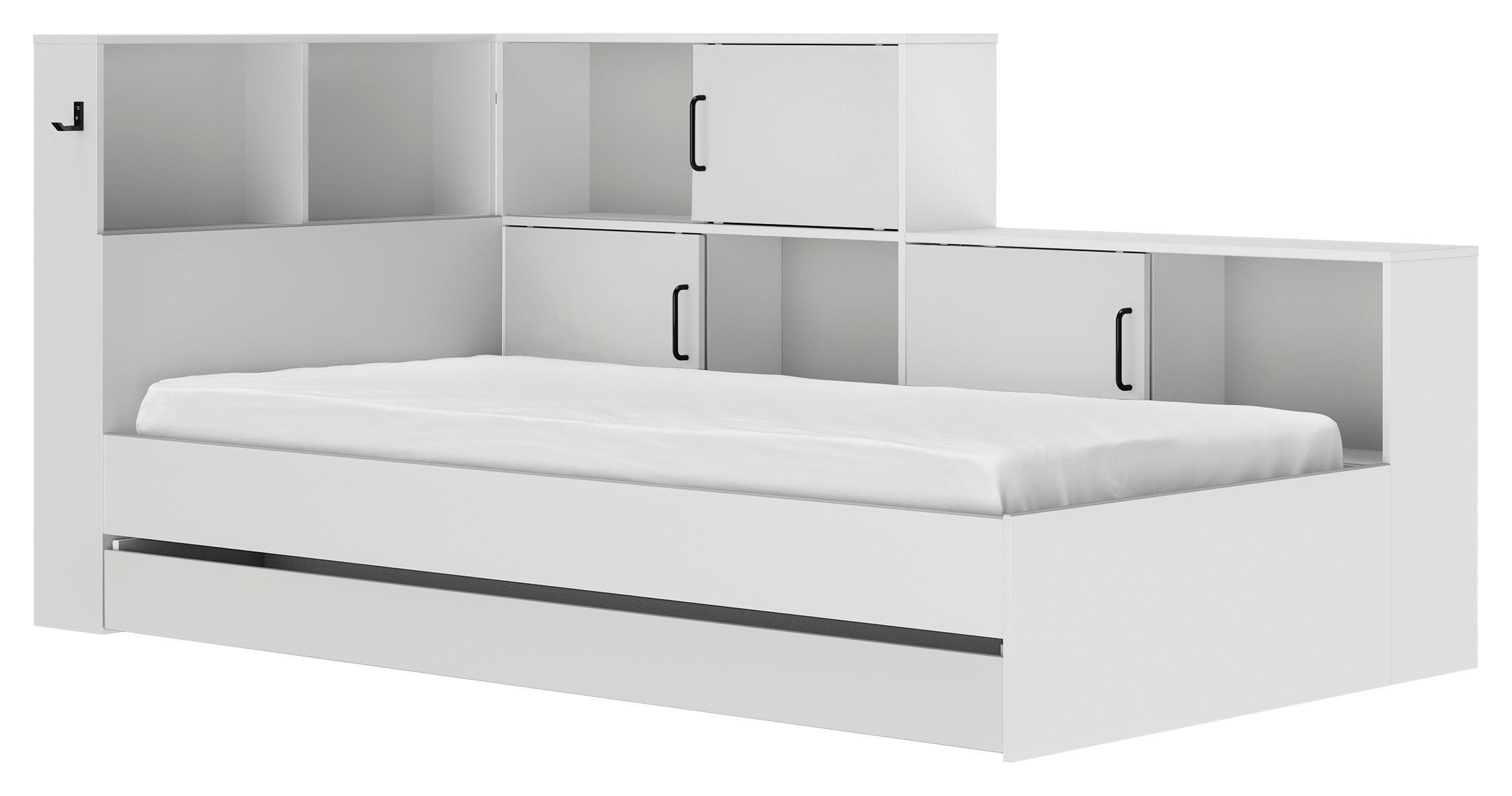 Stauraumbett Erwan - Weiß, MODERN, Holzwerkstoff (90/200cm) - MID.YOU