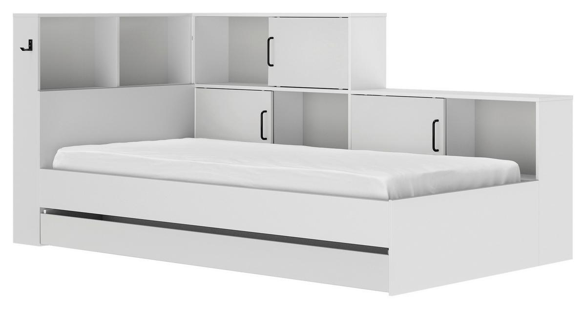 Stauraumbett Erwan - Weiß, MODERN, Holzwerkstoff (90/200cm) - MID.YOU
