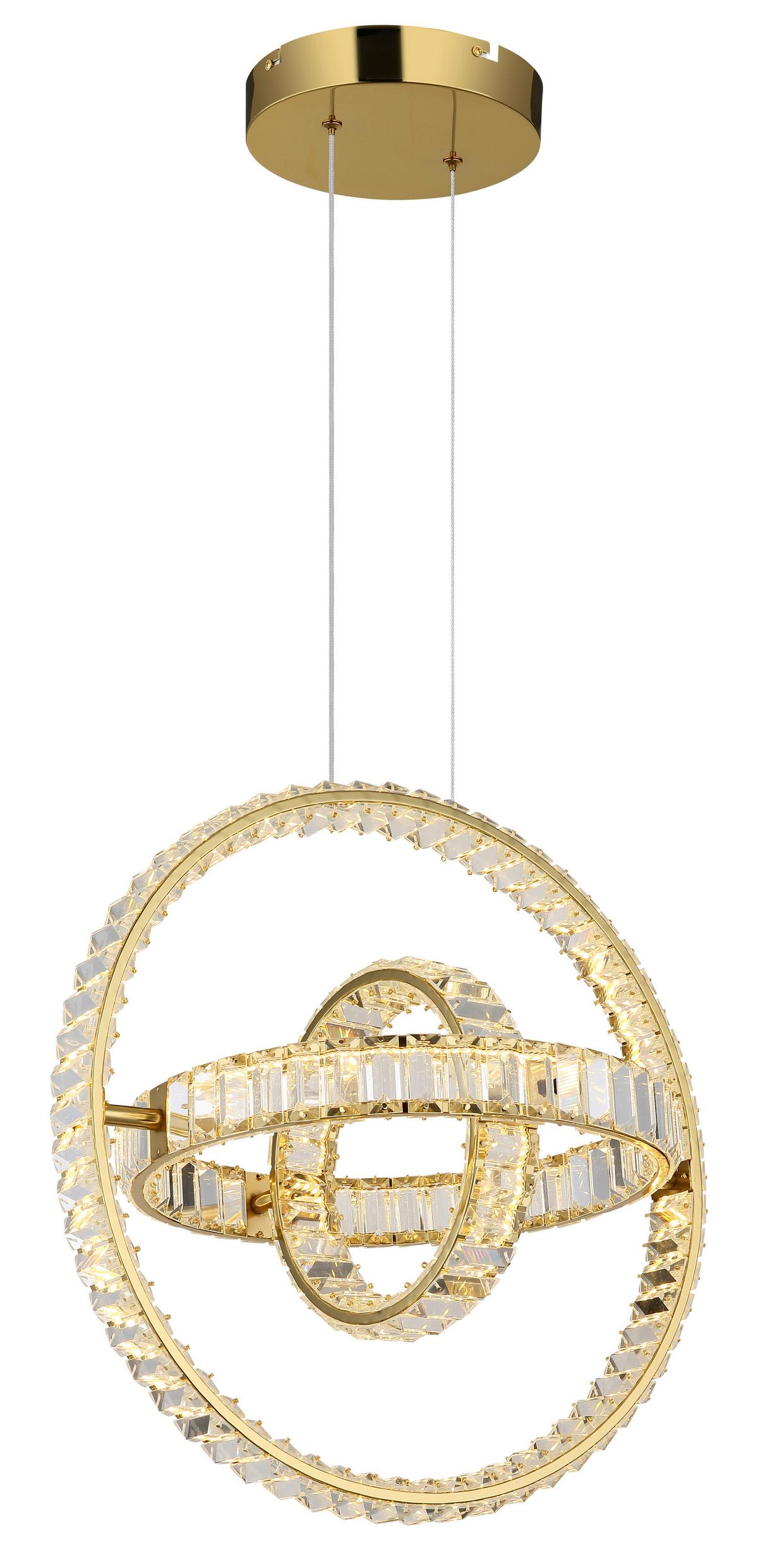 Hängeleuchte Neil Kristallglas ca. 50x40x120 cm - Klar/Goldfarben, Design, Glas/Metall (50/40/120cm) - Globo