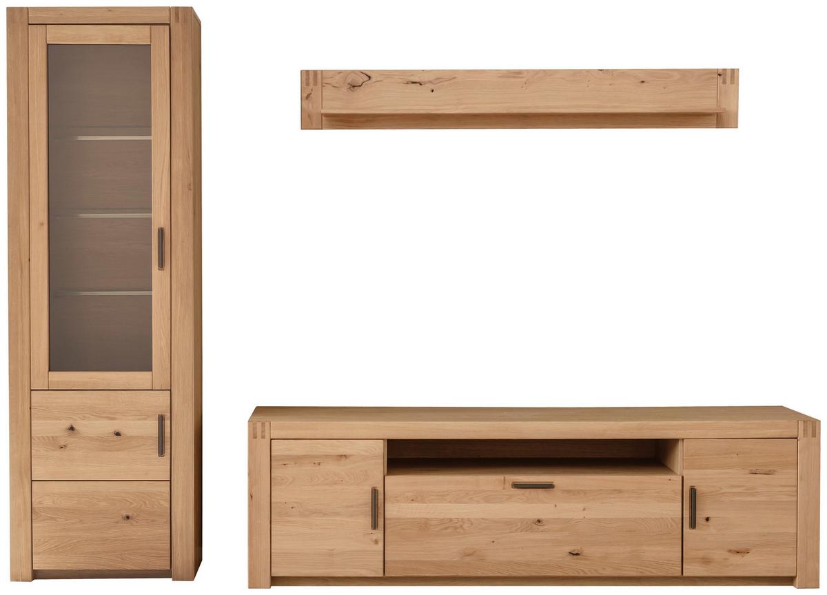 Wohnwand Prag - Eichefarben, Design, Glas/Holz (283/203/50cm)