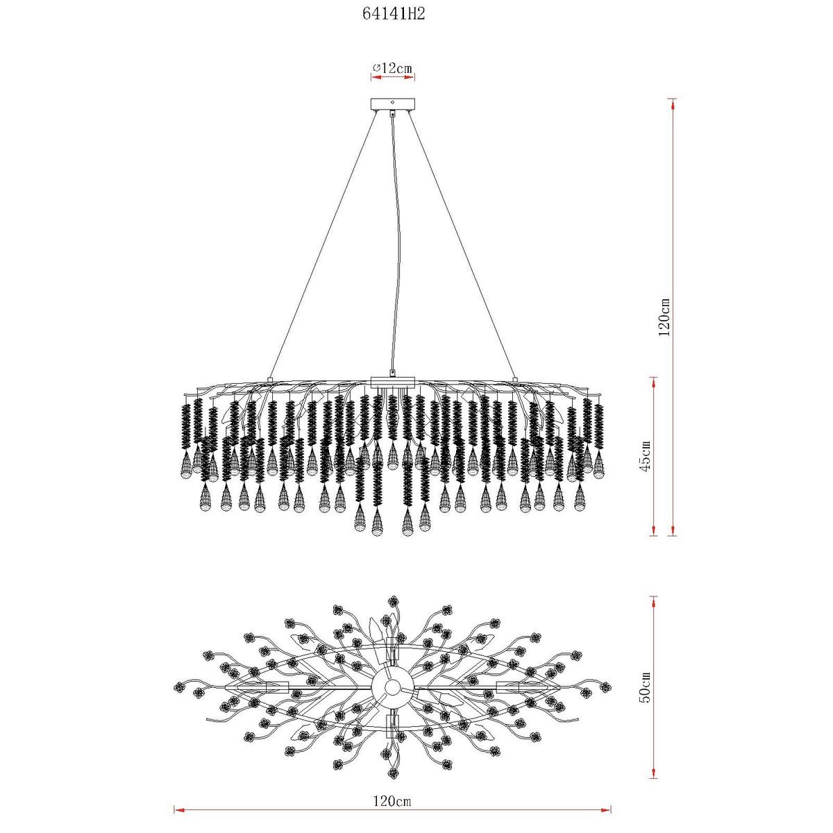Hängeleuchte Exkl. 12xe14, 40w - Klar/Silberfarben, KONVENTIONELL, Glas/Kunststoff (120/50/120cm)