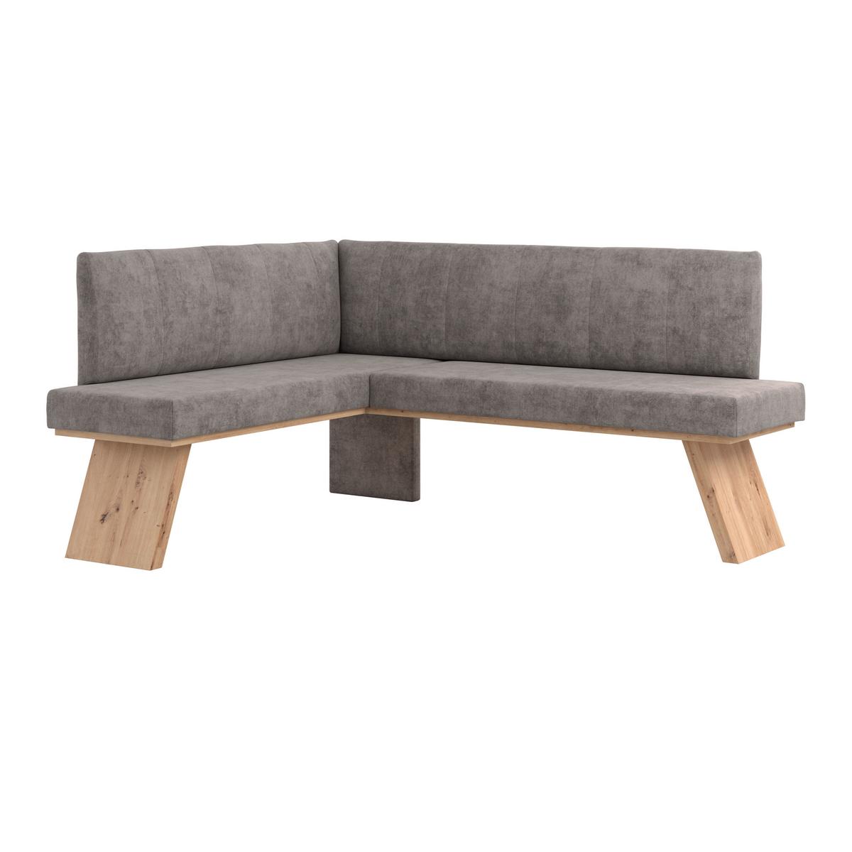 Eckbank Emma Ii Webstoff Weiß, B: 140 Cm - Eichefarben/Grau, KONVENTIONELL, Holzwerkstoff/Textil (140/160cm)