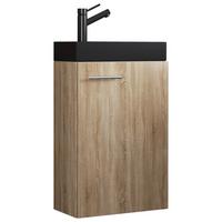 Waschtischkombi Slito Bl - Schwarz/Sonoma Eiche, MODERN, Keramik/Holzwerkstoff (40,5cm) - MID.YOU