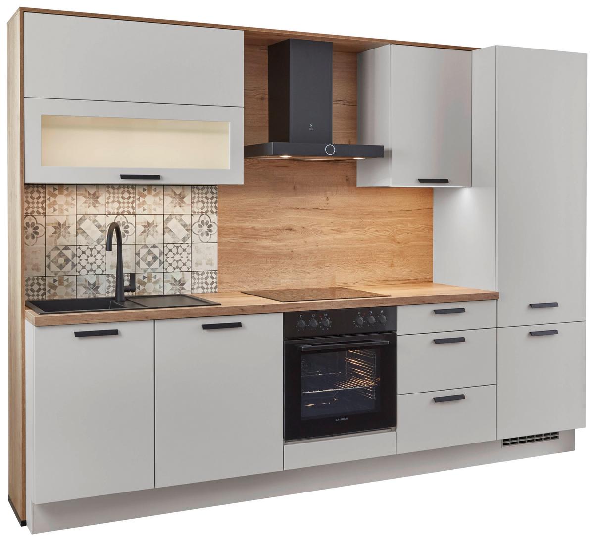 Küchenblock Sofia - Eichefarben/Magnolie, Design, Holzwerkstoff (293cm) - Vertico