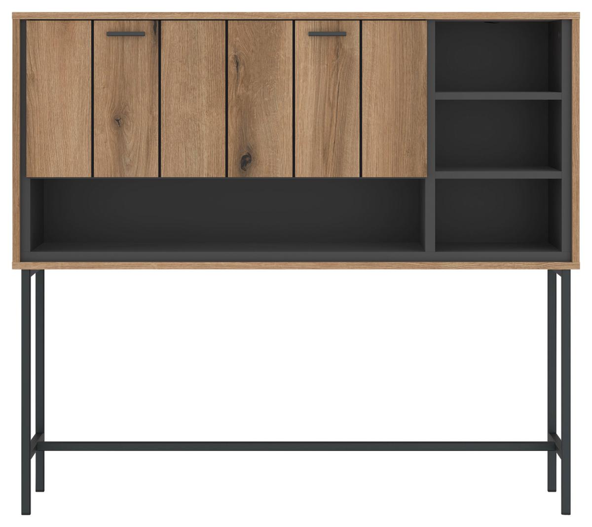 Široká komoda SHIRLEY - Konvenční, kov/kompozitní dřevo (127/112,5/40cm)