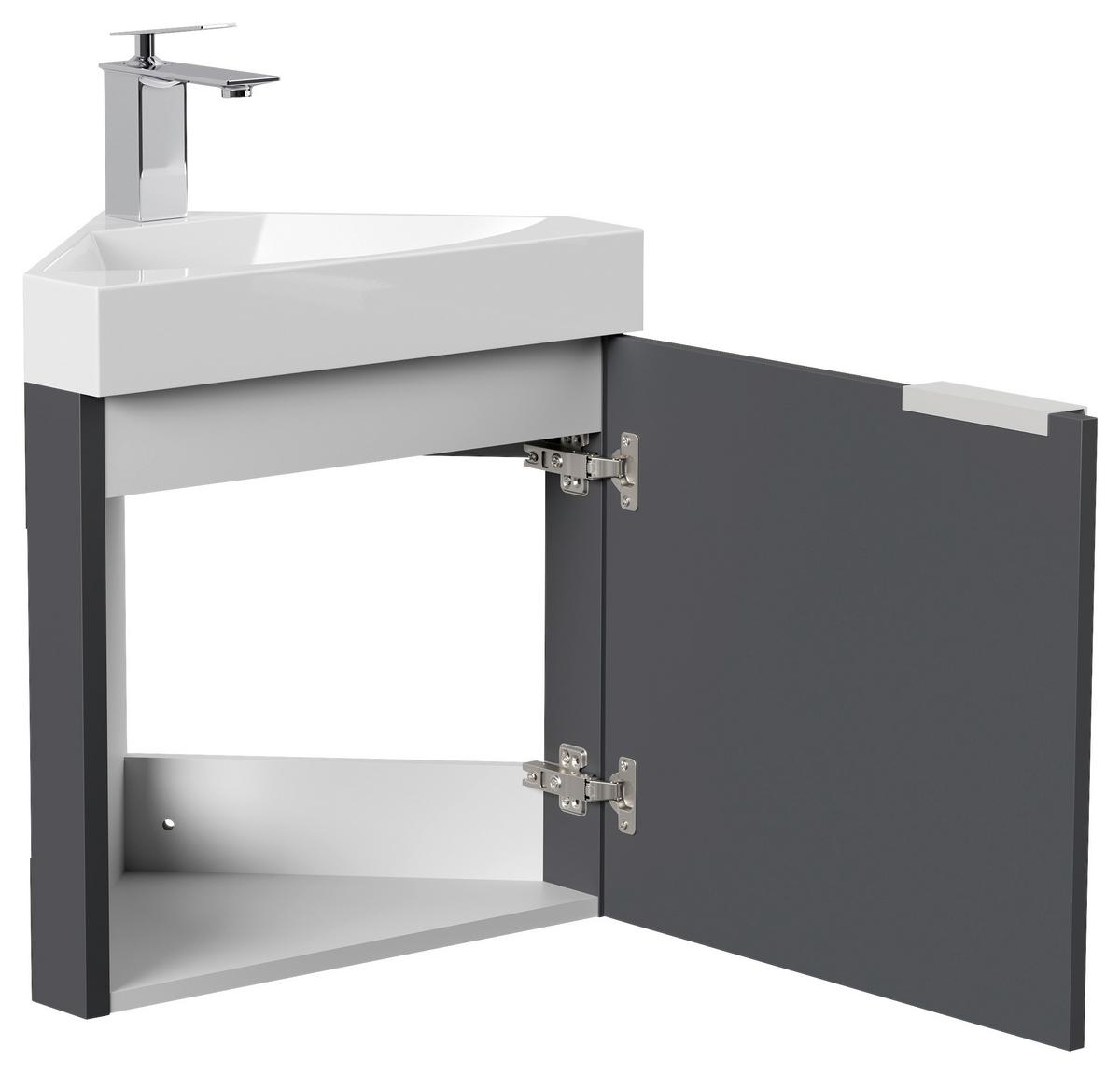 Gästebad Delta Graphitfarben B: 52,3 cm - Graphitfarben, MODERN, Holzwerkstoff/Stein (52,3cm) - MID.YOU