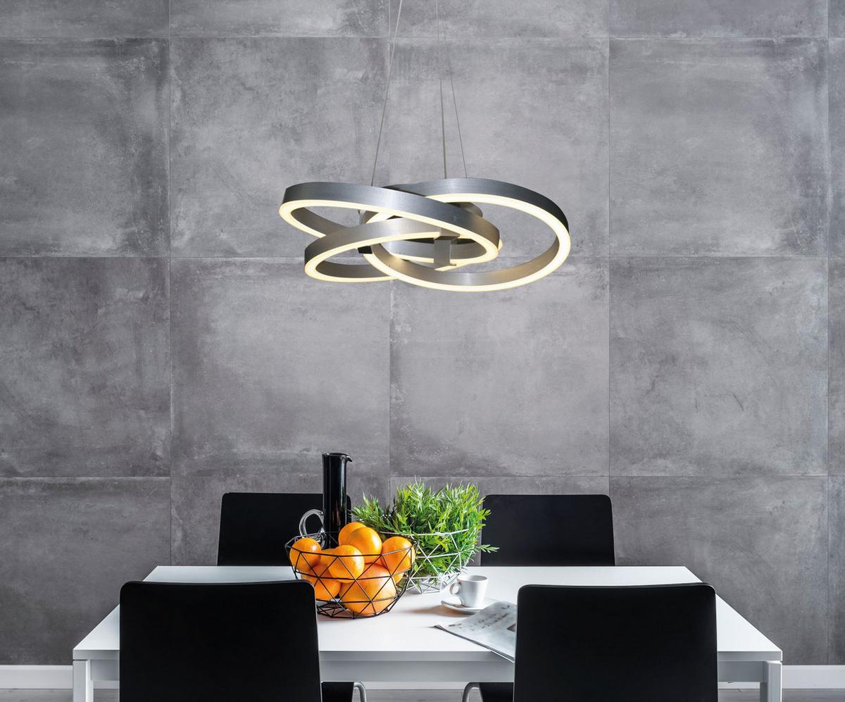 Led-hängeleuchte 6107960 - Alufarben, Design, Kunststoff/Metall (55/150cm) - Näve