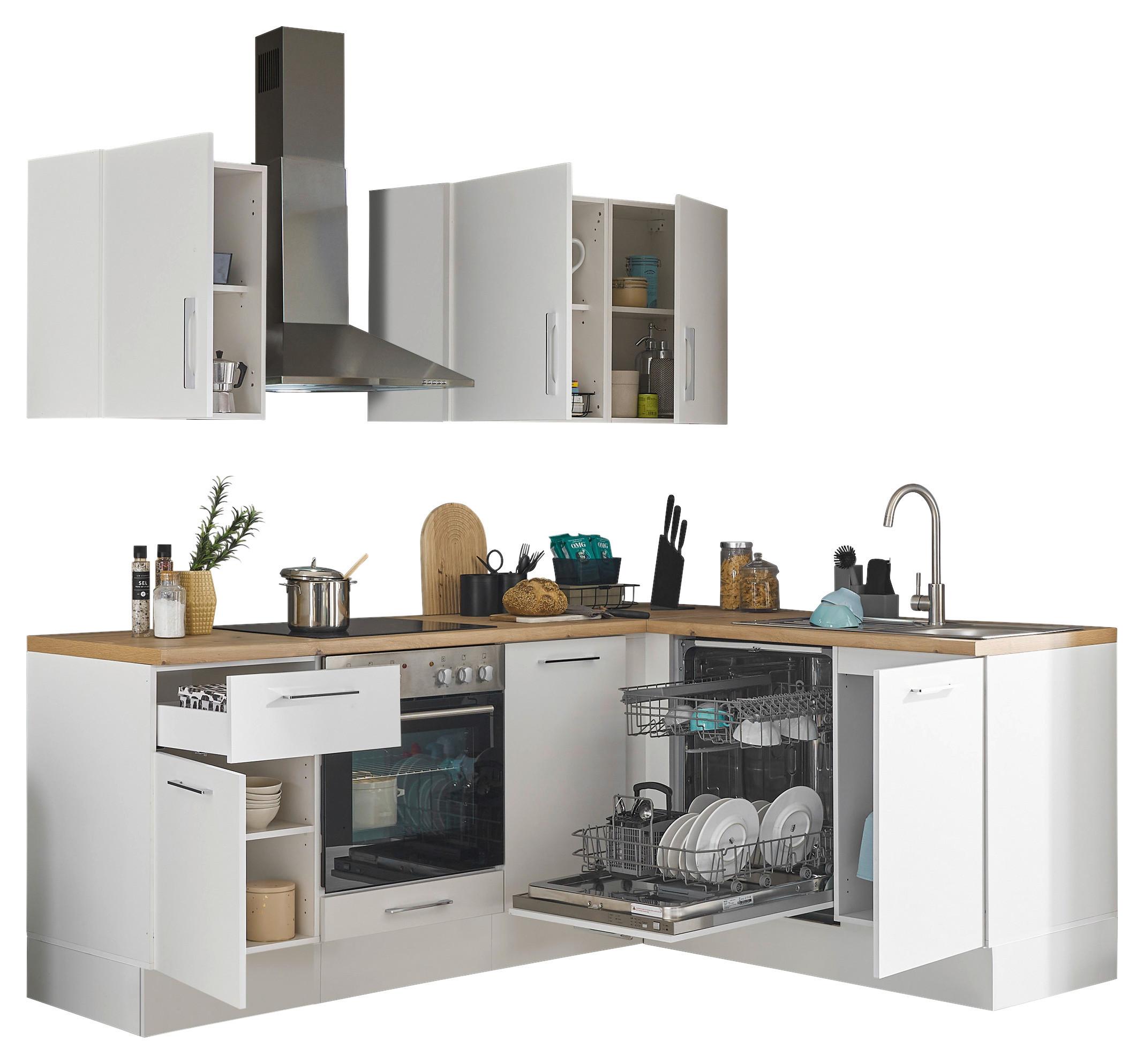 Eckküche Turin Weiß/Eiche Dekor 220x175 cm - Weiß/Eiche Artisan, Basics, Holzwerkstoff (220/175cm) - MID.YOU