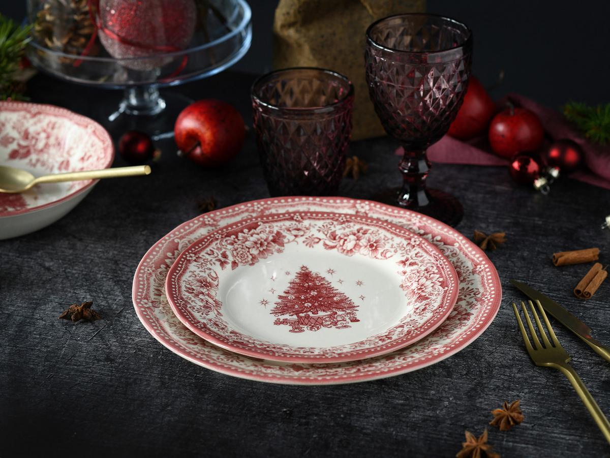 Tafelservice Tannenbaum 12--Teilig., Rot - Rot, Basics, Keramik - Creatable