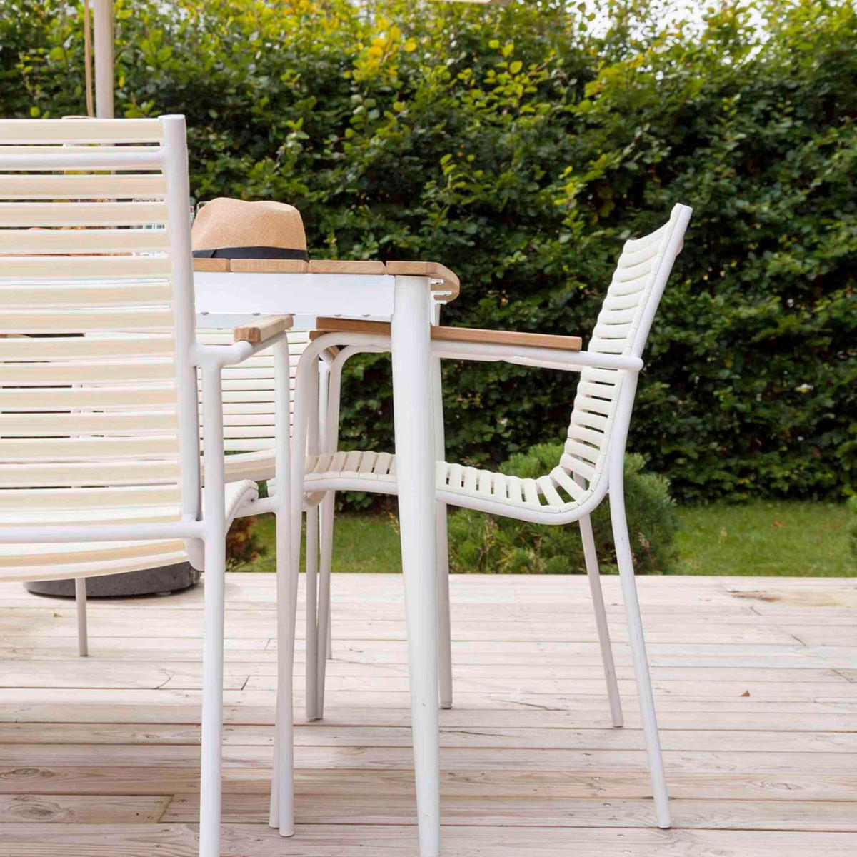 Gartensessel stapelbar Mood MOOD - Weiß/Teakfarben, Natur, Holz/Kunststoff (60/84/56cm) - Gardenson