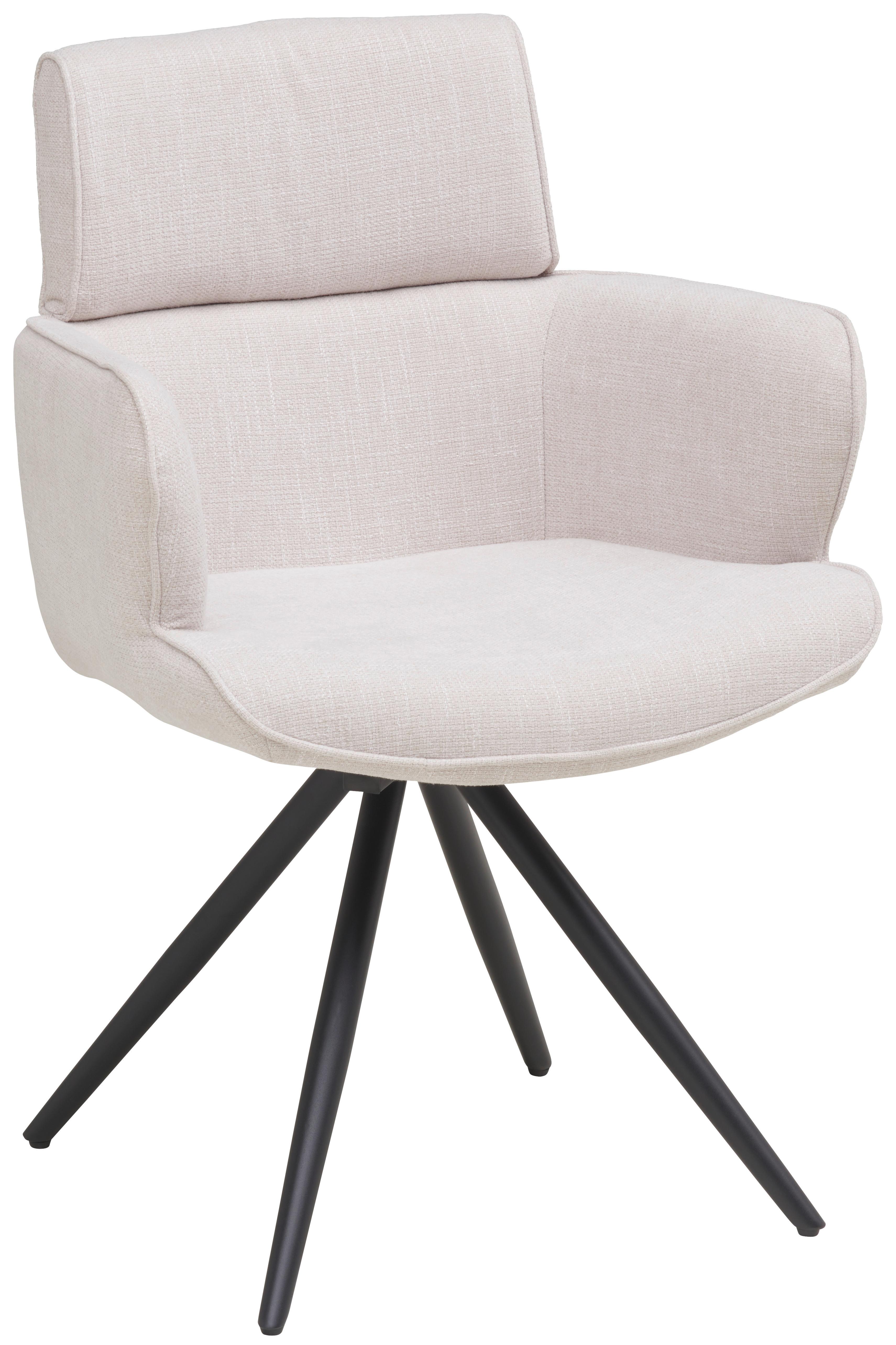 Armlehnstuhl Elis Webstoff Beige, B: 62 cm - Beige/Schwarz, KONVENTIONELL, Textil/Metall (62/89/62cm) - Livetastic