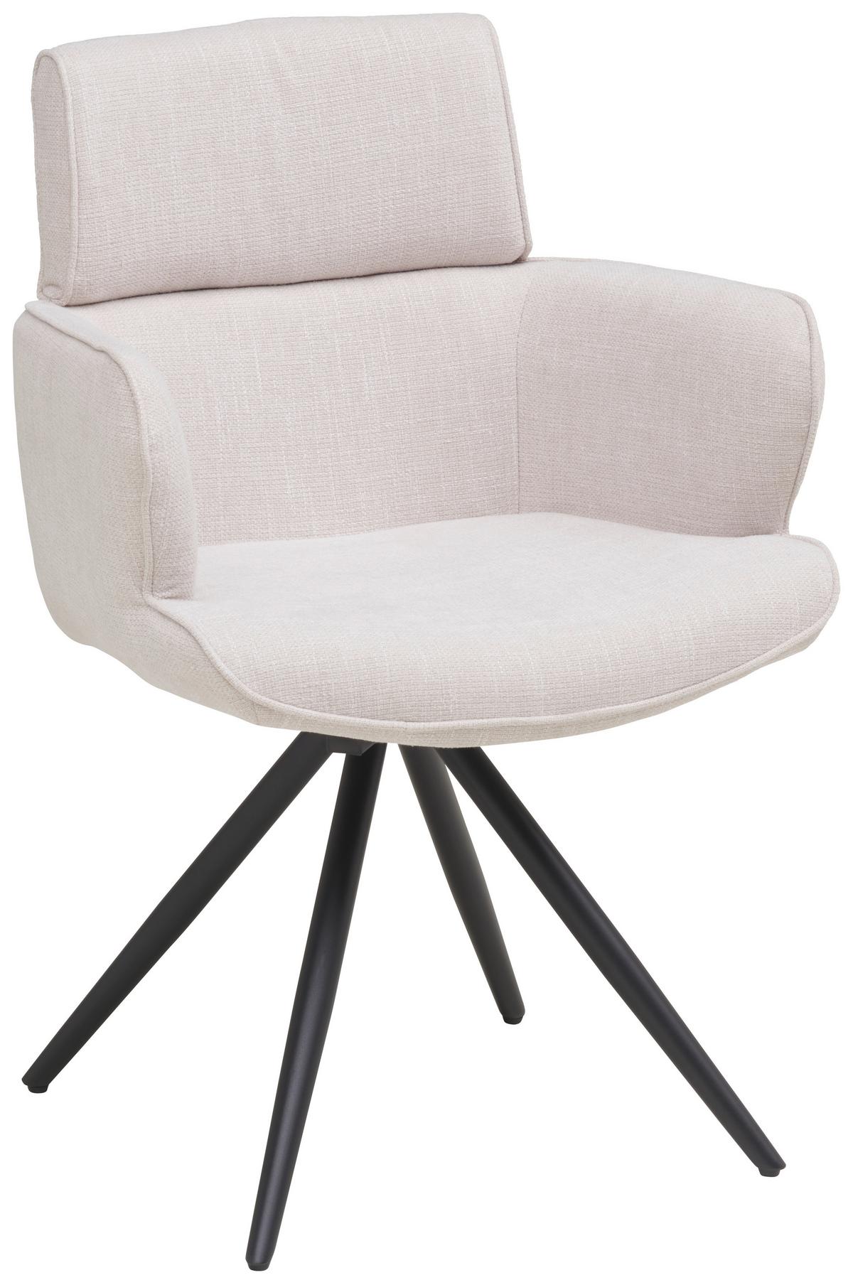 Armlehnstuhl Elis Webstoff Beige, B: 62 cm - Beige/Schwarz, KONVENTIONELL, Textil/Metall (62/89/62cm) - Livetastic