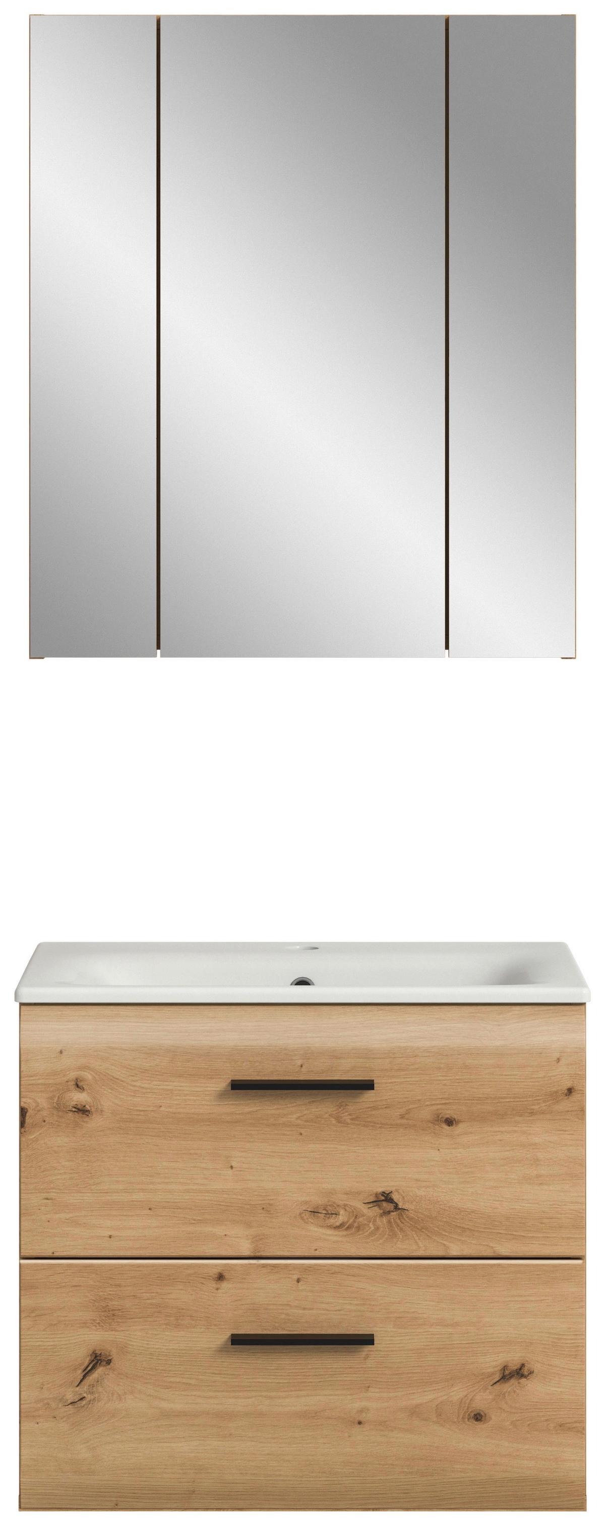 Badezimmer Ice Eiche Artisan Dekor B: 60cm - Eiche Artisan/Weiß, Basics, Keramik/Holzwerkstoff (60cm) - MID.YOU