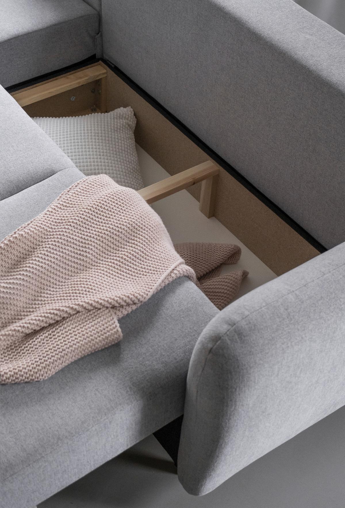 Ecksofa Scandic Lagom Beige S: 157x235 cm - Hellgrau/Naturfarben, Textil (157/235cm) - MID.YOU
