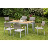 Gartentisch Naxos Akazie L: 150 cm - Silberfarben/Akaziefarben, ROMANTIK / LANDHAUS, Holz/Metall (150/90/74cm) - Gardenson