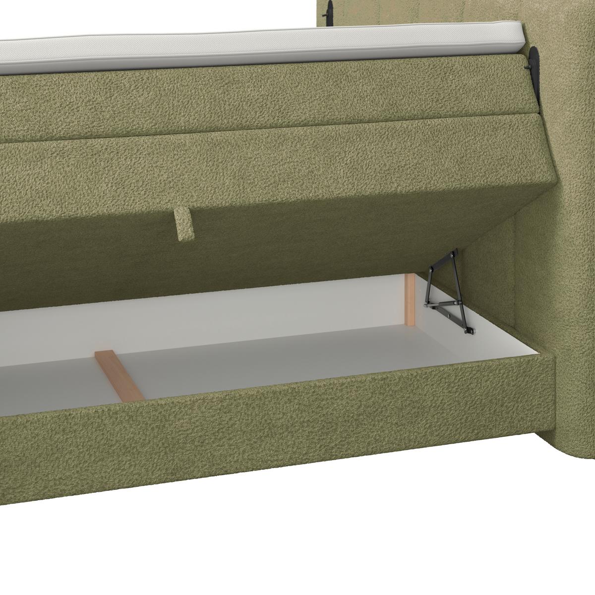 Boxspringbett Elysia inkl. Bettkasten 200x200 - Schwarz/Grün, Trend, Holz/Holzwerkstoff (200cm) - Luca Bessoni