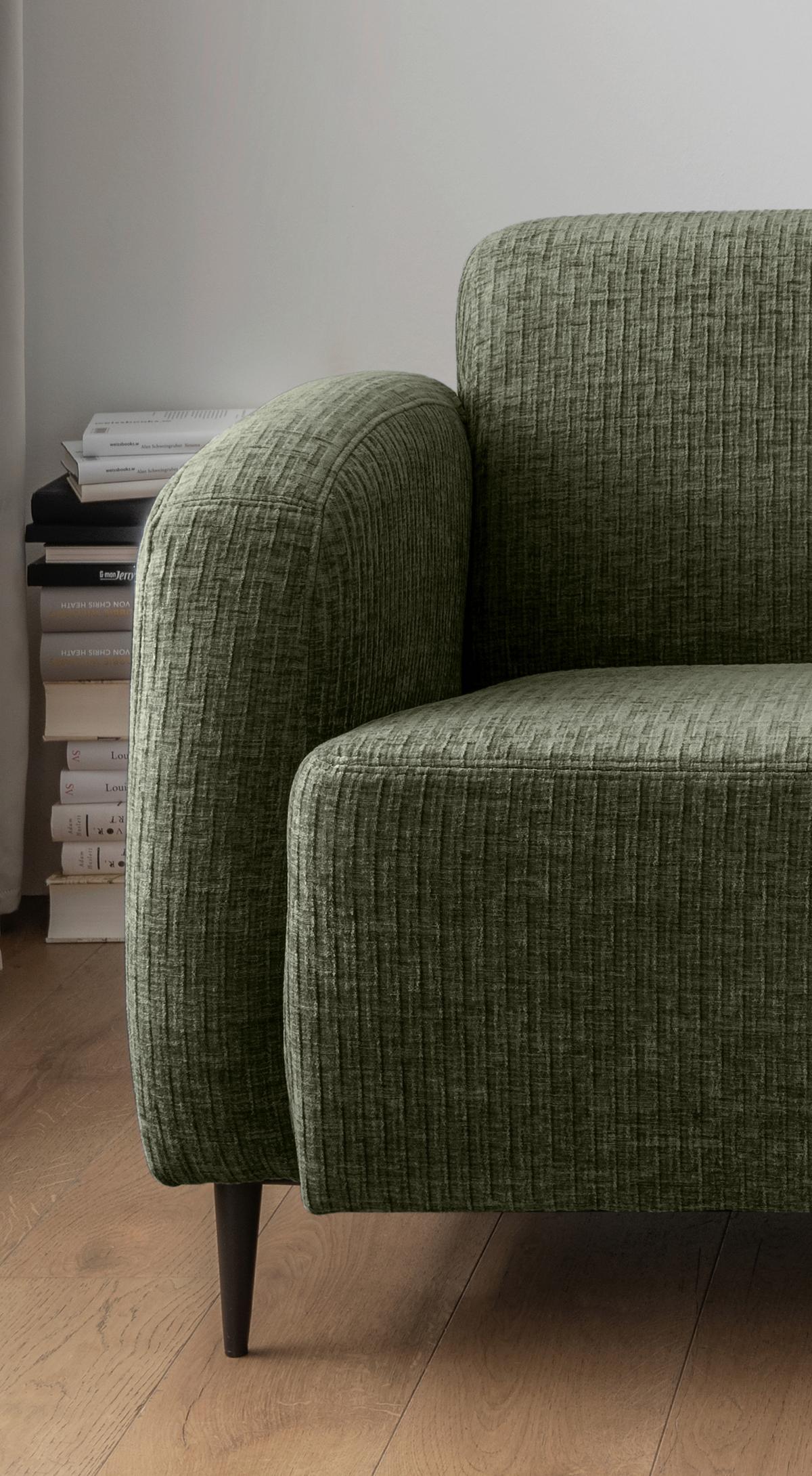 2-Sitzer-Sofa Marone Olivgrün B: 140cm - Schwarz/Olivgrün, MODERN, Textil (140/76/90cm) - Livetastic