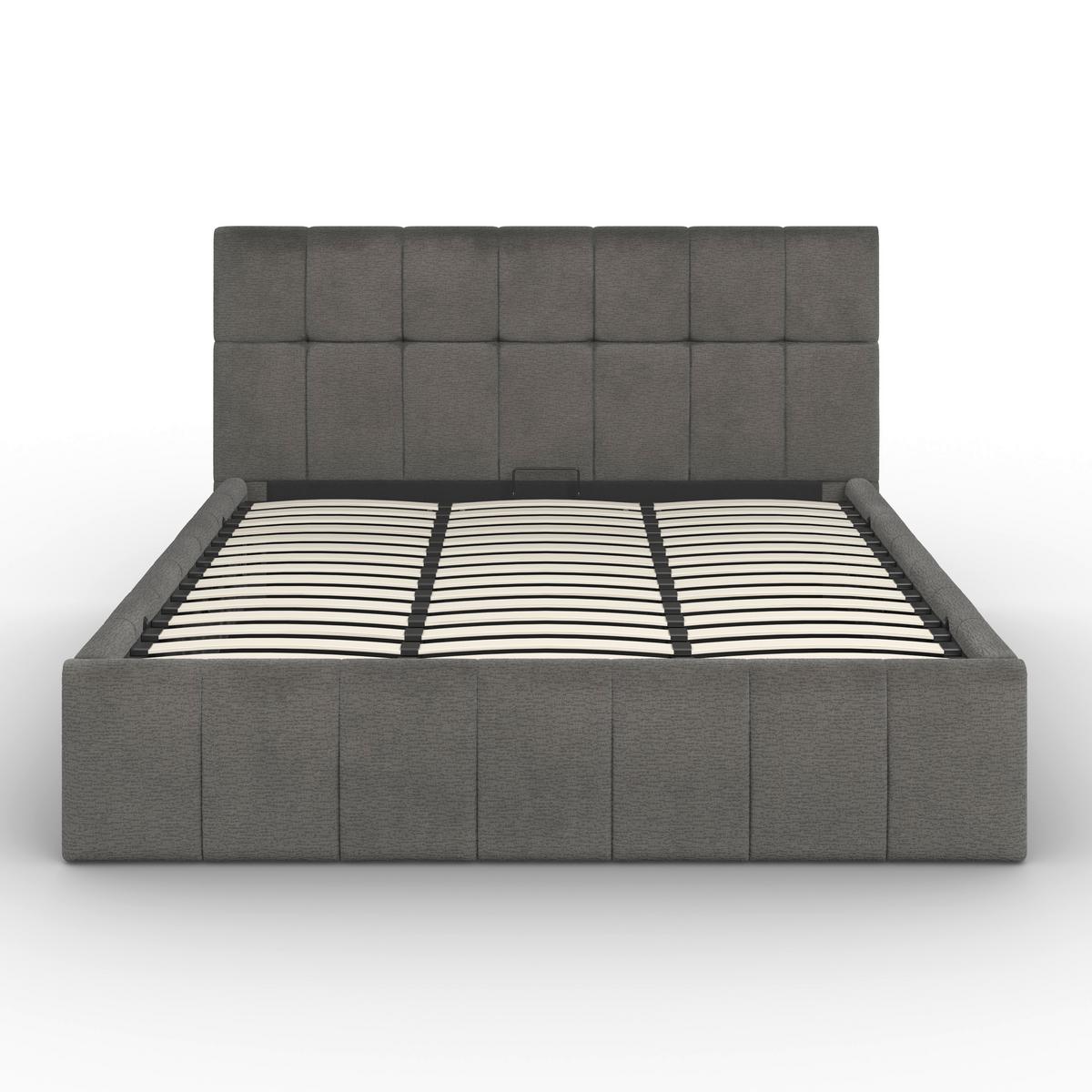 Čalouněná postel KAIA 180x200 cm, šedá - šedá/černá, Moderní, kov/dřevo (180/200cm) - Bessagi Home