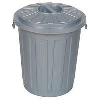 Mülleimer Mini Tonne + Deckel 7 L Kunststoff Silber - Silberfarben, KONVENTIONELL, Kunststoff (24/29cm)