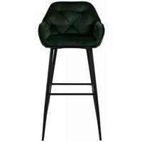 Barová židle BROOKE tmavě zelená - černá/tmavě zelená, Konvenční, kov/textil (55/103,5/52cm) - Livetastic