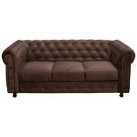 Chesterfield-Sofa Cardiff 205 - Wengefarben/Braun, Basics, Textil (205/80/90cm) - P & B