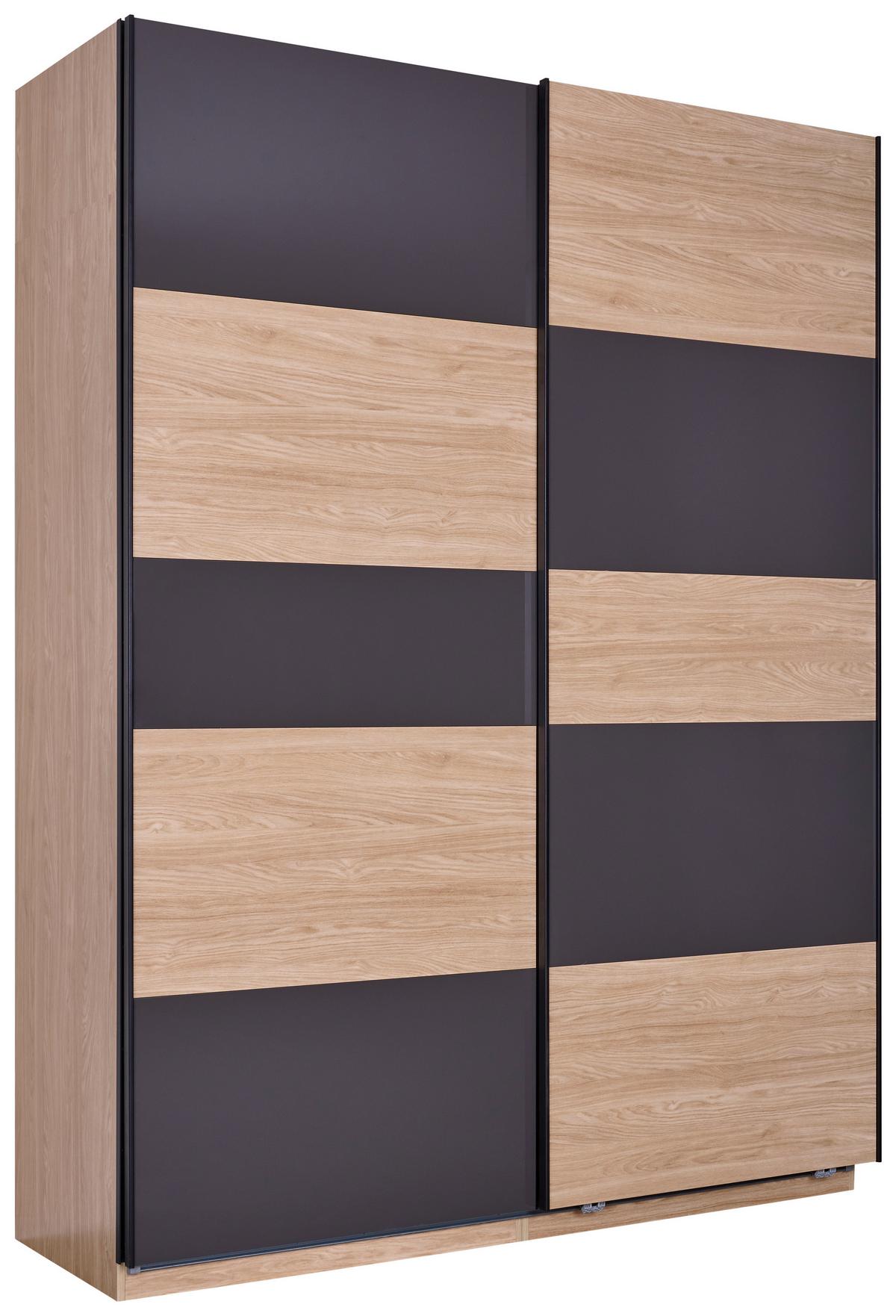 Schwebetürenschrank Unit - Eichefarben/Anthrazit, KONVENTIONELL, Holzwerkstoff (182/242/58cm) - Ondega