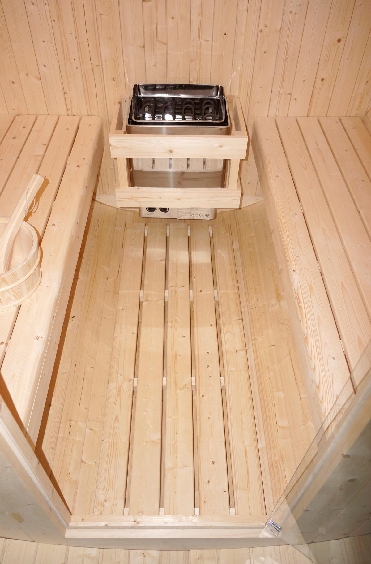 Saunafass Tromsö Fichtefarben B: 180 Cm - Fichtefarben, KONVENTIONELL, Glas/Holz (189/180/191,5cm) - Sanotechnik