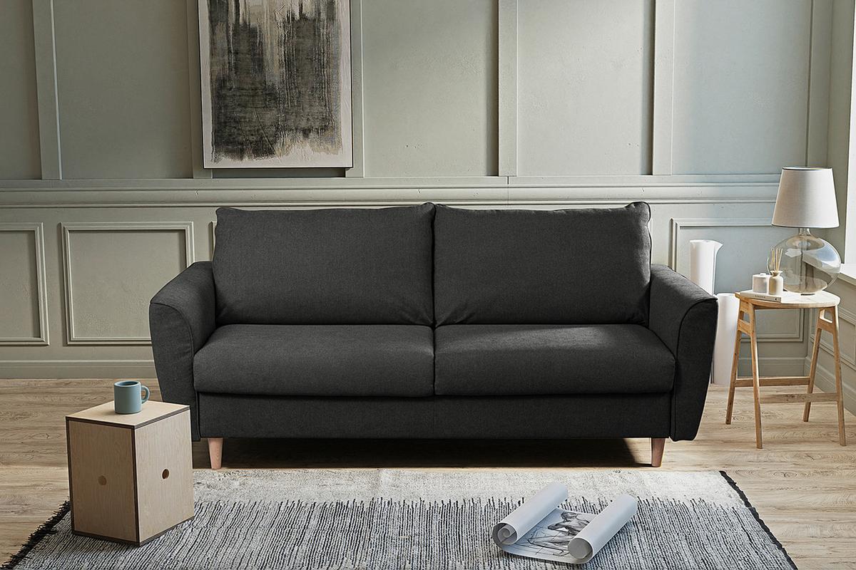 Schlafsofa Winter Anthrazit B: 195 cm - Anthrazit/Buchefarben, Design, Textil (195/90/102cm) - Livetastic