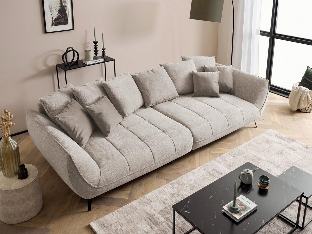 Bigsofa Triton Beige B: 311 Cm - Beige/Schwarz, Design, Textil (311/95/130cm) - Livetastic