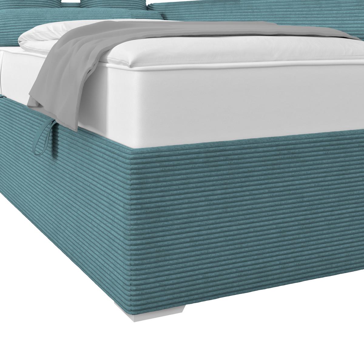 Kárpitozott Ágy Remi 90/200cm - kék/ezüstszínű, Modern, textil/fa (90/200cm)