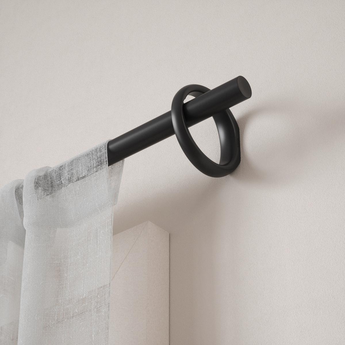 Vorhangstange Ringlet Schwarz Metall/Kunstoff, L: 320 cm - Schwarz, KONVENTIONELL, Kunststoff/Metall (320cm) - Umbra