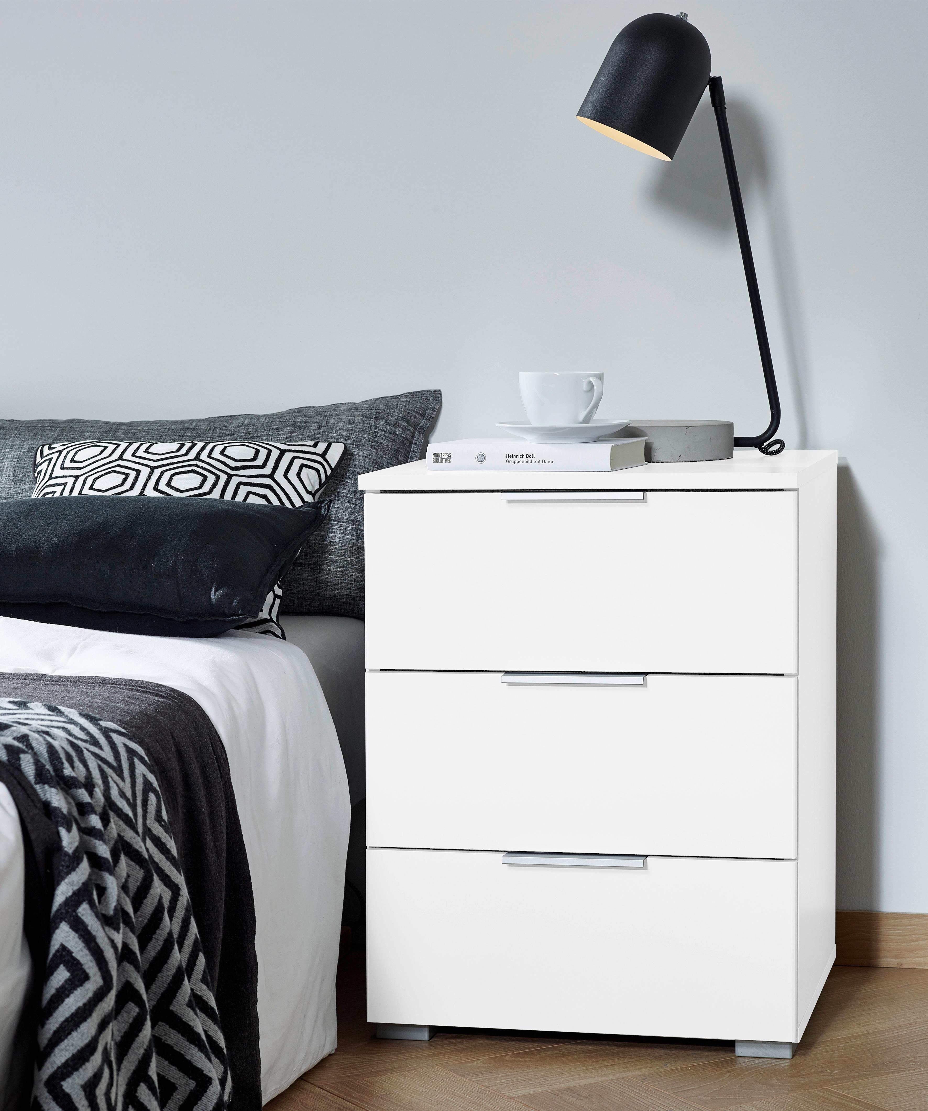Nachtkästchen Weiß H: 62 cm Alabama - Alufarben/Weiß, MODERN, Holzwerkstoff (47/62/42cm) - Rauch Möbel