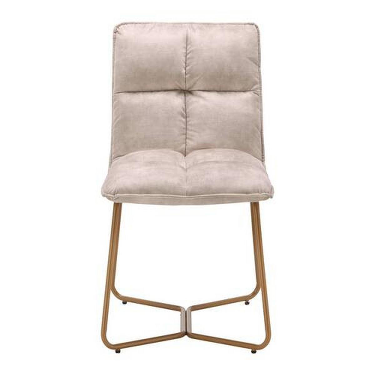 Stolička zo zamatu Fonia - béžová - zlatá/béžová, Modern, kov/drevo (49/85,5/57,5cm) - Bessagi Home