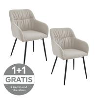 Armlehnstuhl Alessandro Webstoff Beige gepolstert - Beige/Schwarz, MODERN, Holz/Textil (54/86/60cm) - Ondega