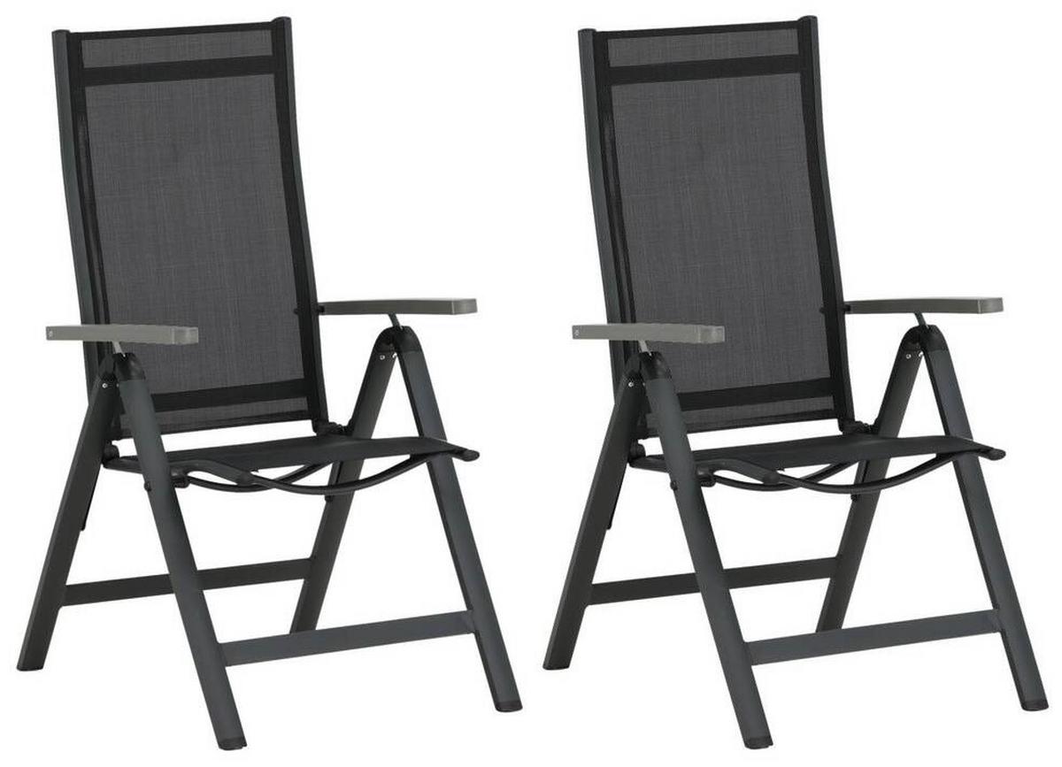 Gartensessel-Set Albany Aluminium - Schwarz, KONVENTIONELL, Metall (59/109,5/67cm) - Gardenson