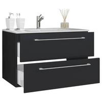 Waschtischkombi Badinos Schwarz B: 81 cm - Schwarz/Weiß, MODERN, Keramik/Holzwerkstoff (81cm) - MID.YOU
