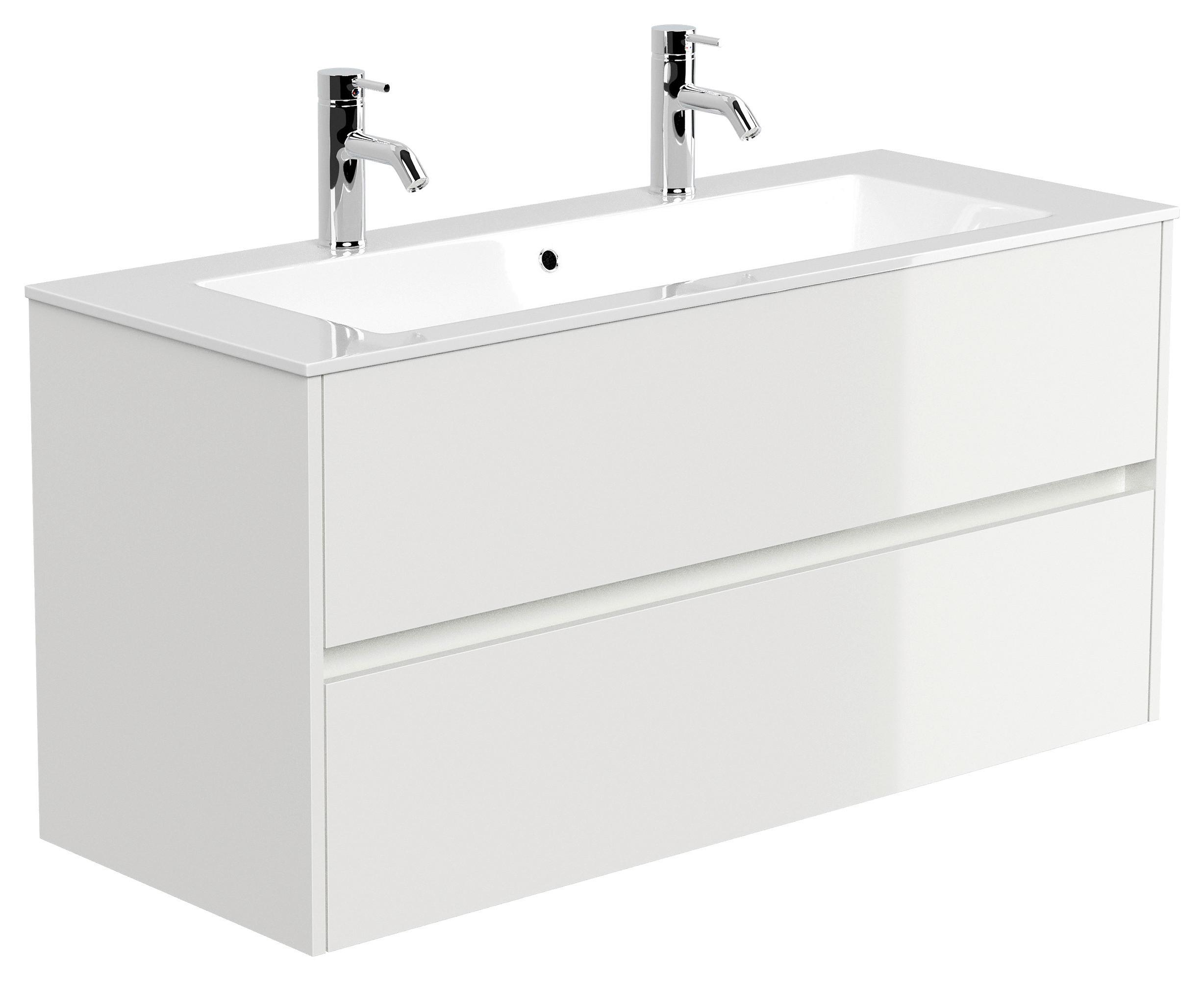 Waschtischkombi Limes Weiß Hg B: 120 Cm - Weiß Hochglanz/Weiß, MODERN, Holzwerkstoff/Stein (120/58,5/46,5cm) - MID.YOU