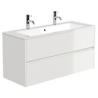 Waschtischkombi Limes Weiß Hg B: 120 Cm - Weiß Hochglanz/Weiß, MODERN, Holzwerkstoff/Stein (120/58,5/46,5cm) - MID.YOU