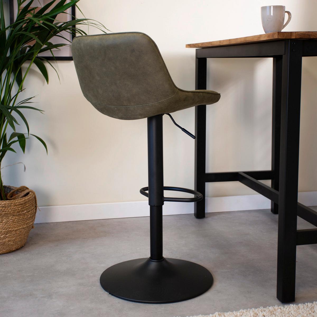 Barhocker-Set Ezra Grün B: 47 cm - Schwarz/Grün, MODERN, Textil/Metall (47/87/45cm) - MID.YOU