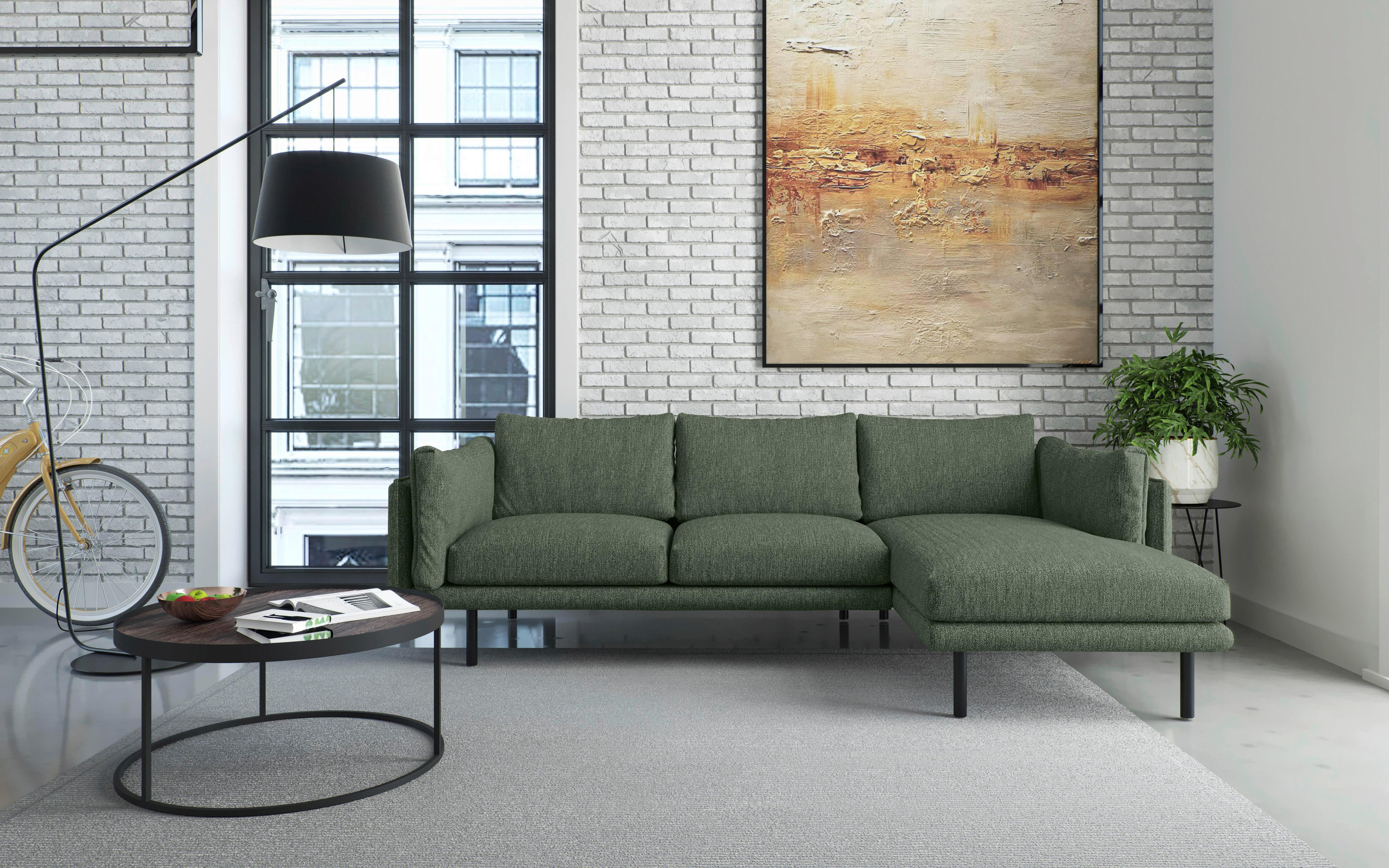 Ecksofa Salama - Beige/Schwarz, Design, Textil (268/160/100cm) - Livetastic
