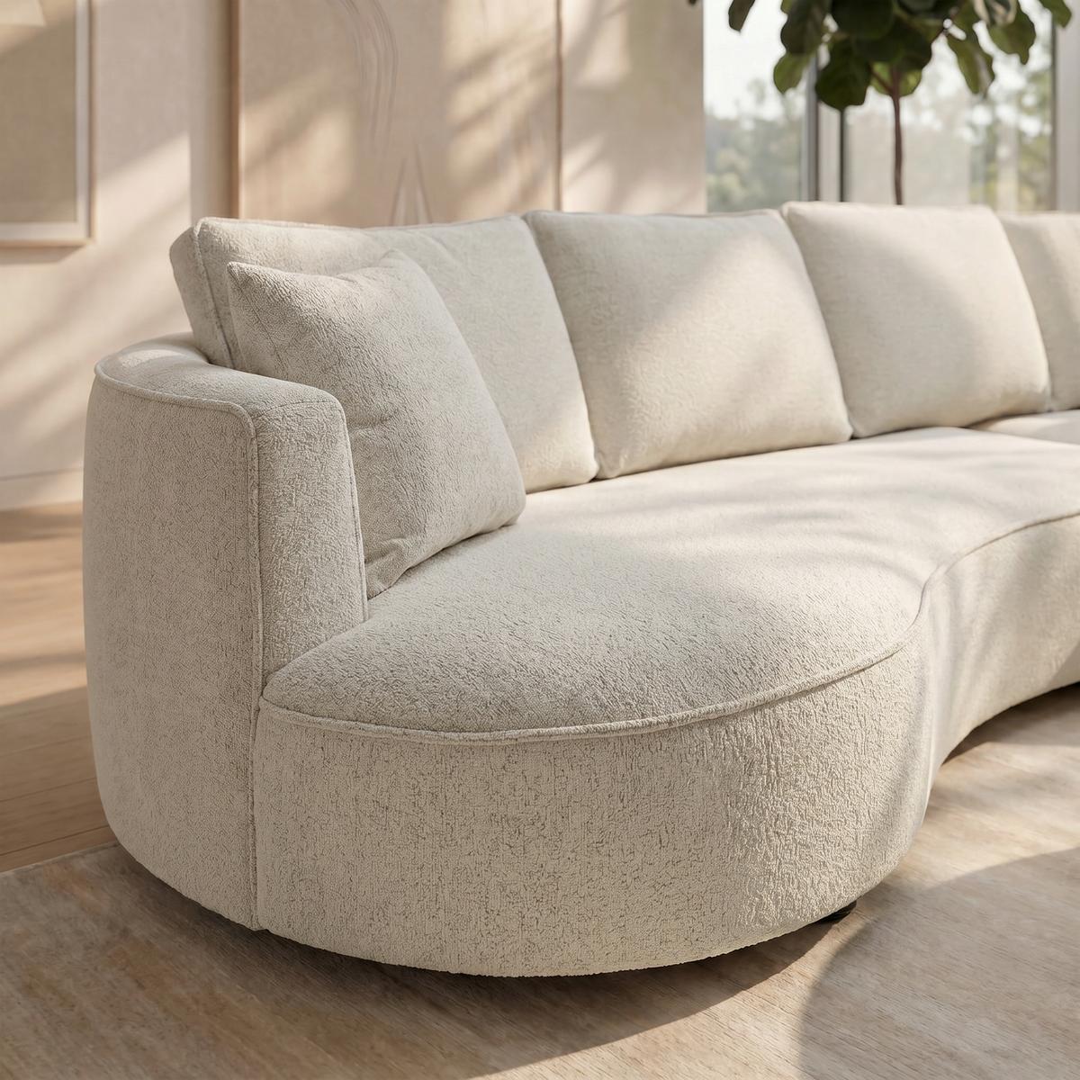 Sedacia súprava NILAS, krémová, s taburetkou - čierna/biela, Modern, kov/drevo (322/154cm) - Bessagi Home