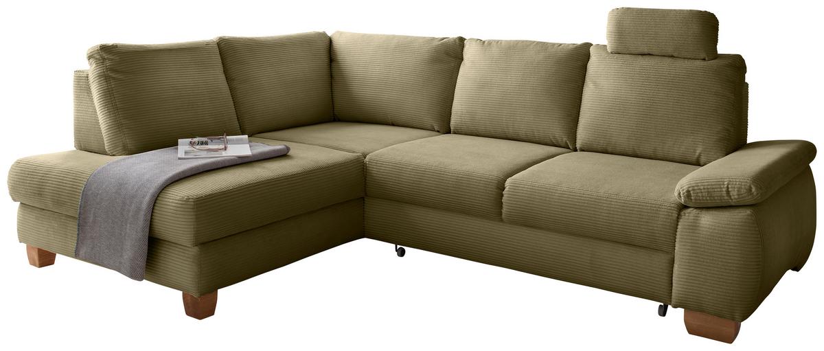 Eckschlafsofa Positano Olivgrün S: 206x261 Cm - Wildeiche/Olivgrün, MODERN, Textil (206/261cm) - Livetastic
