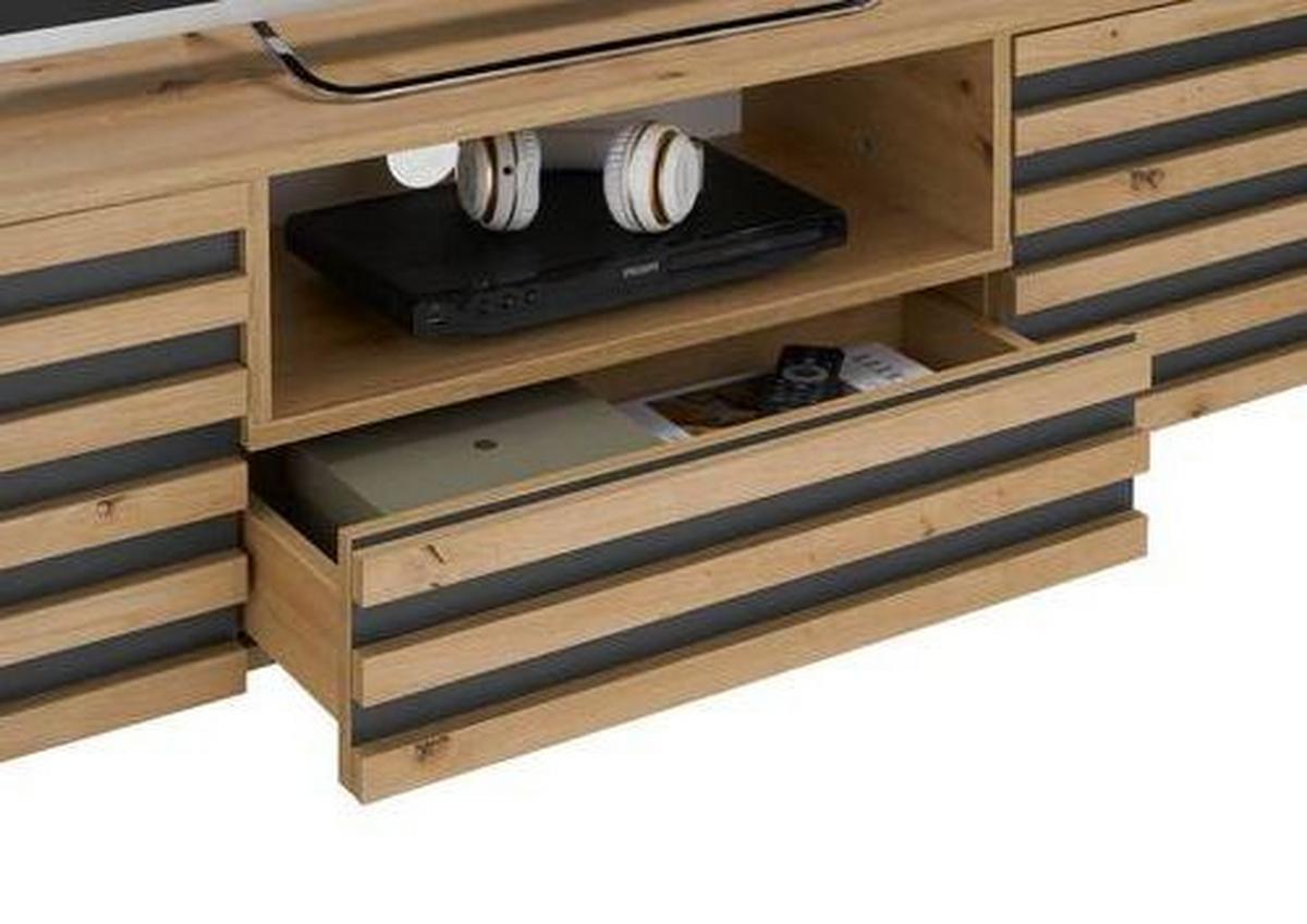 Tv-szekrény Ankara 166/44 Cm - fekete/Artisan tölgy, Design, faalapú anyag (166/44/40cm) - Livetastic