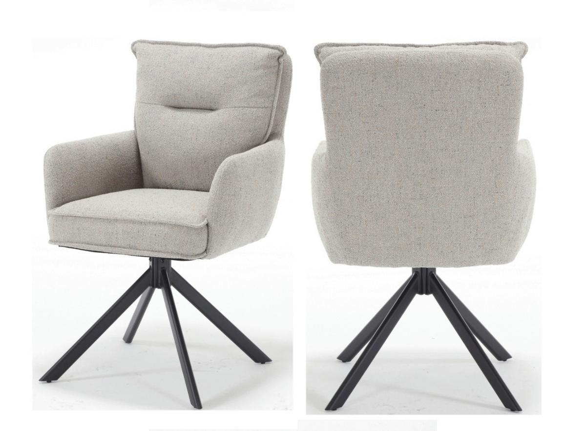 Armlehnstuhl Grau B: 60cm - Schwarz/Grau, MODERN, Textil/Metall (60/93/67cm) - Livetastic