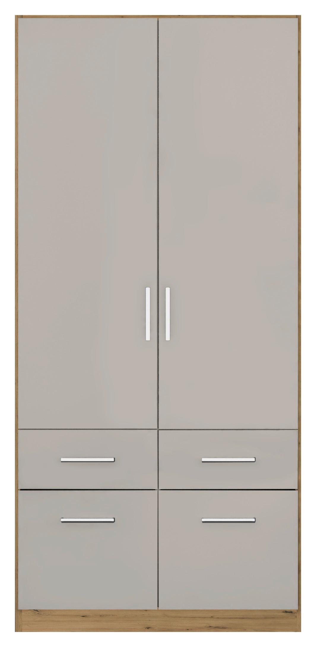 Drehtürenschrank 91 cm Berlin Eiche Dekor/Hellgrau - Hellgrau/Eiche Artisan, MODERN, Holzwerkstoff (91/210/54cm) - Rauch Möbel