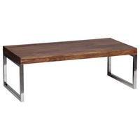 Couchtisch Holz Massiv Guna, Sheesham - Chromfarben/Sheeshamfarben, Design, Holz/Metall (120/60/40cm) - MID.YOU