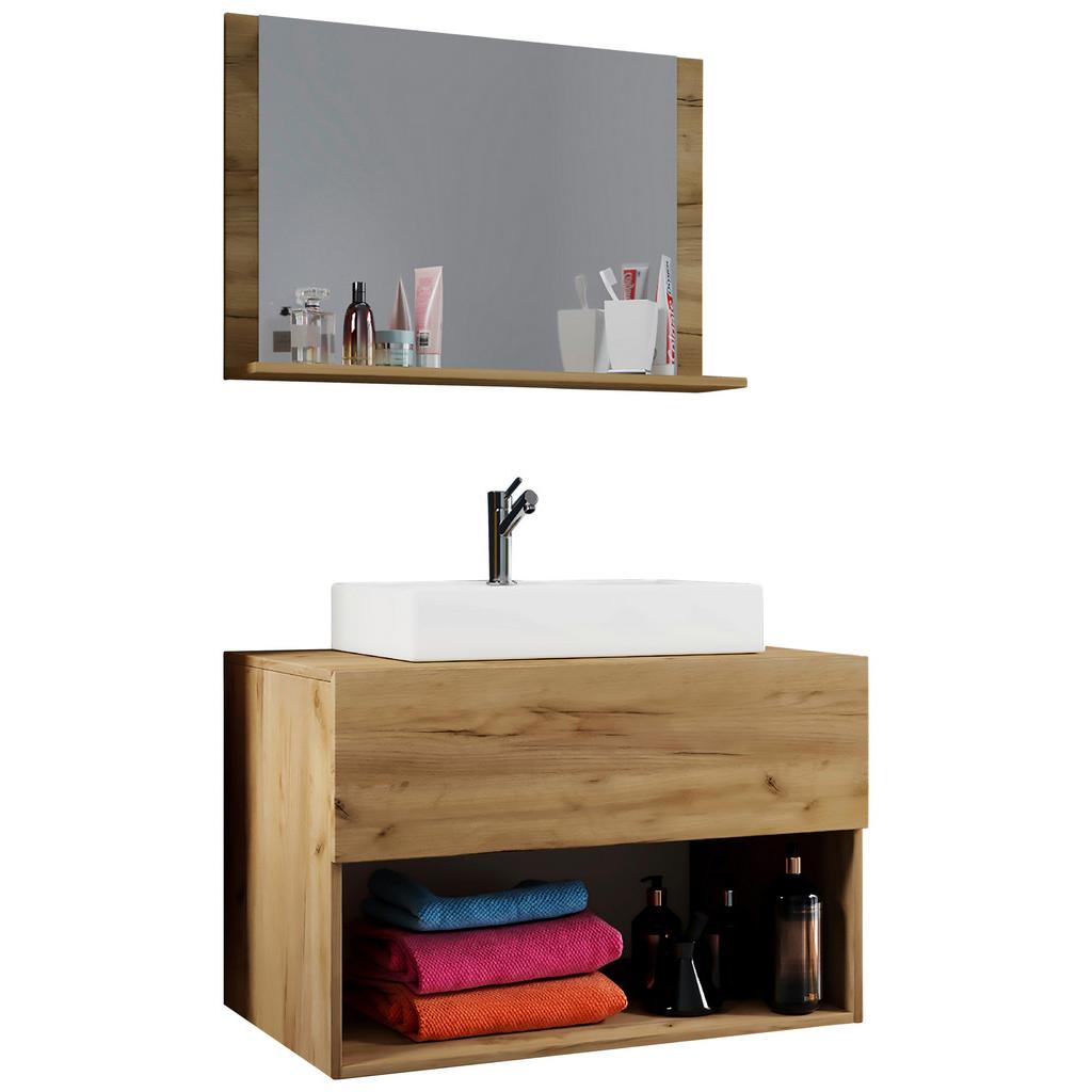 Badmöbel-Set 3--Teilig. Lendas B: 80 cm Honig-Eiche Dekor