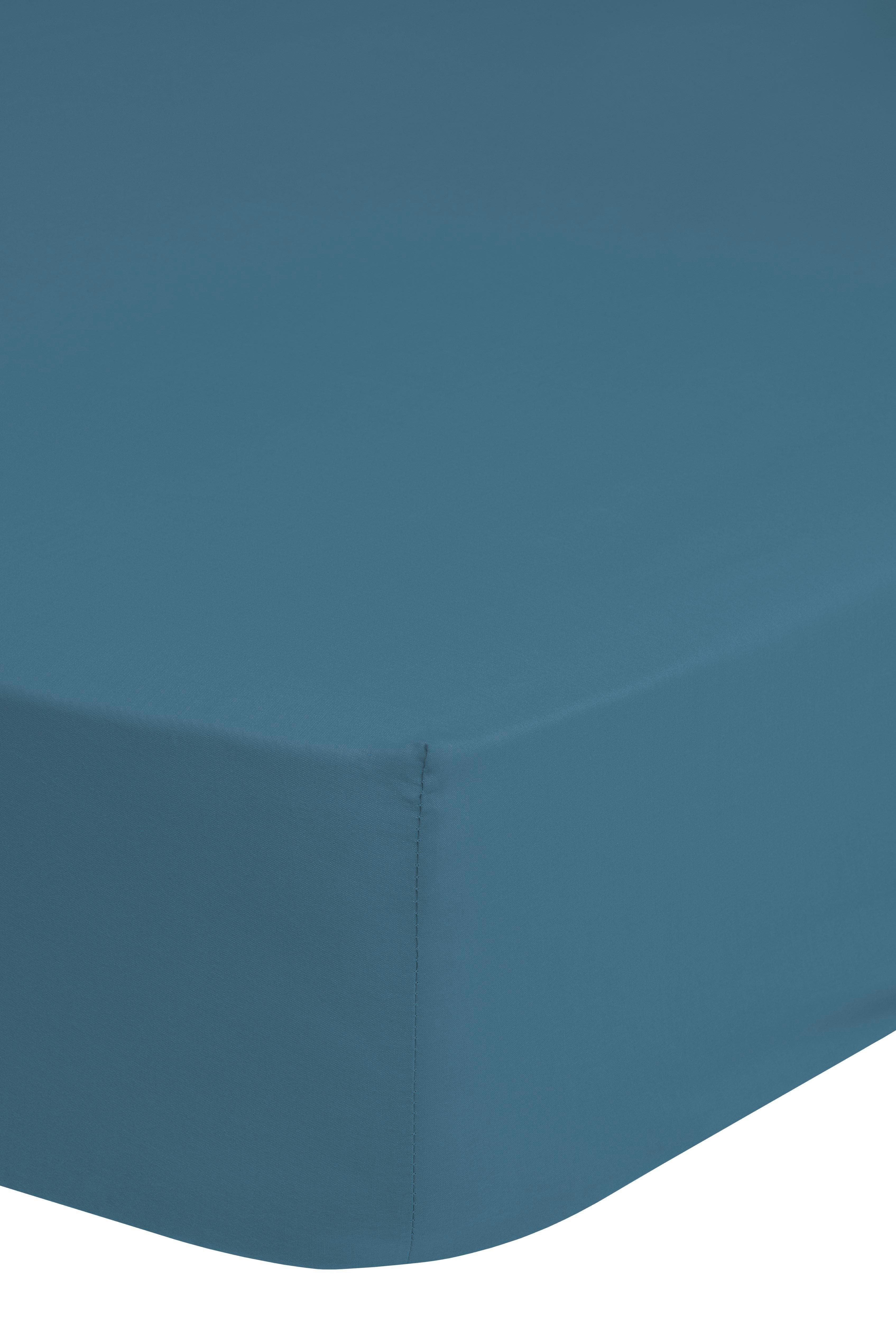 Spannleintuch Satin Blau 160-180x200 Cm Baumwolle - Blau, Basics, Textil (160-180/200cm) - MID.YOU